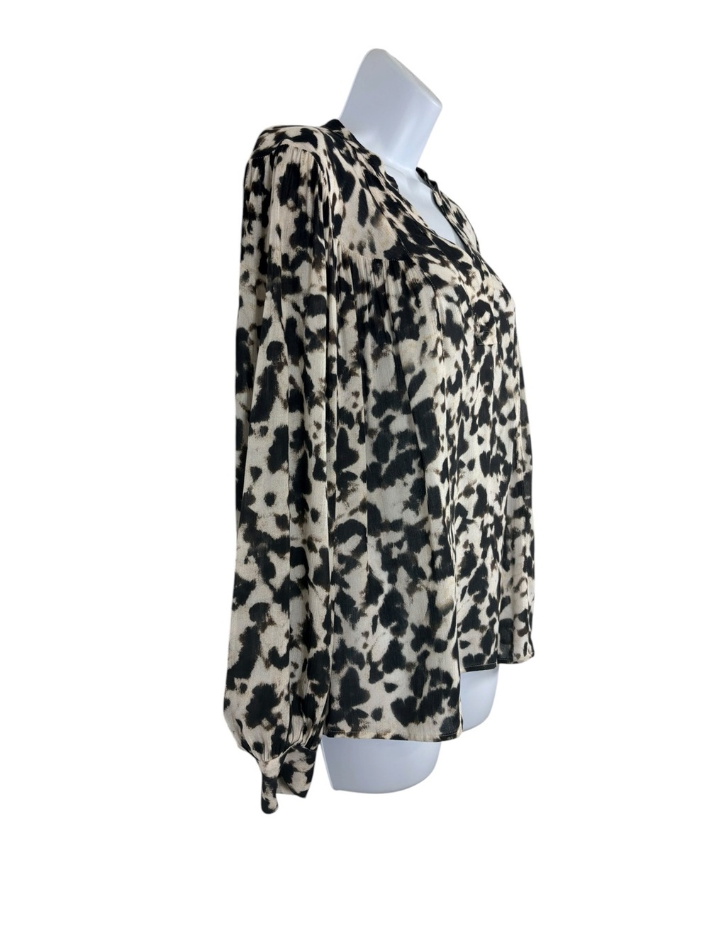 Rails Fable Blurred Cheetah Print Blouse  V neck Balloon Sleeve Top SzS Office - Picture 6 of 15